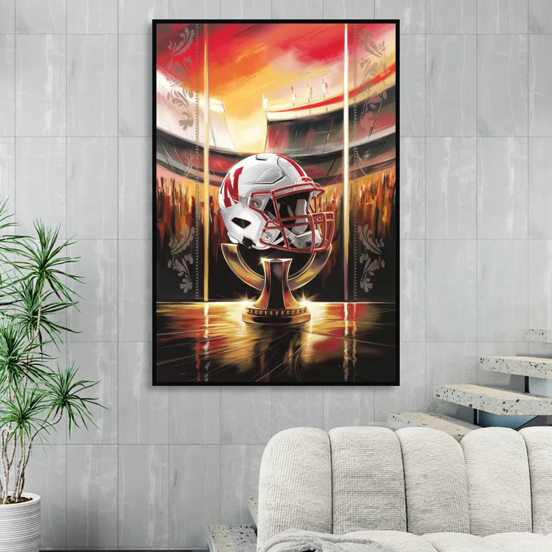 Omaha Cornhusker Spirit Living Room - Black Canvas Wall Art