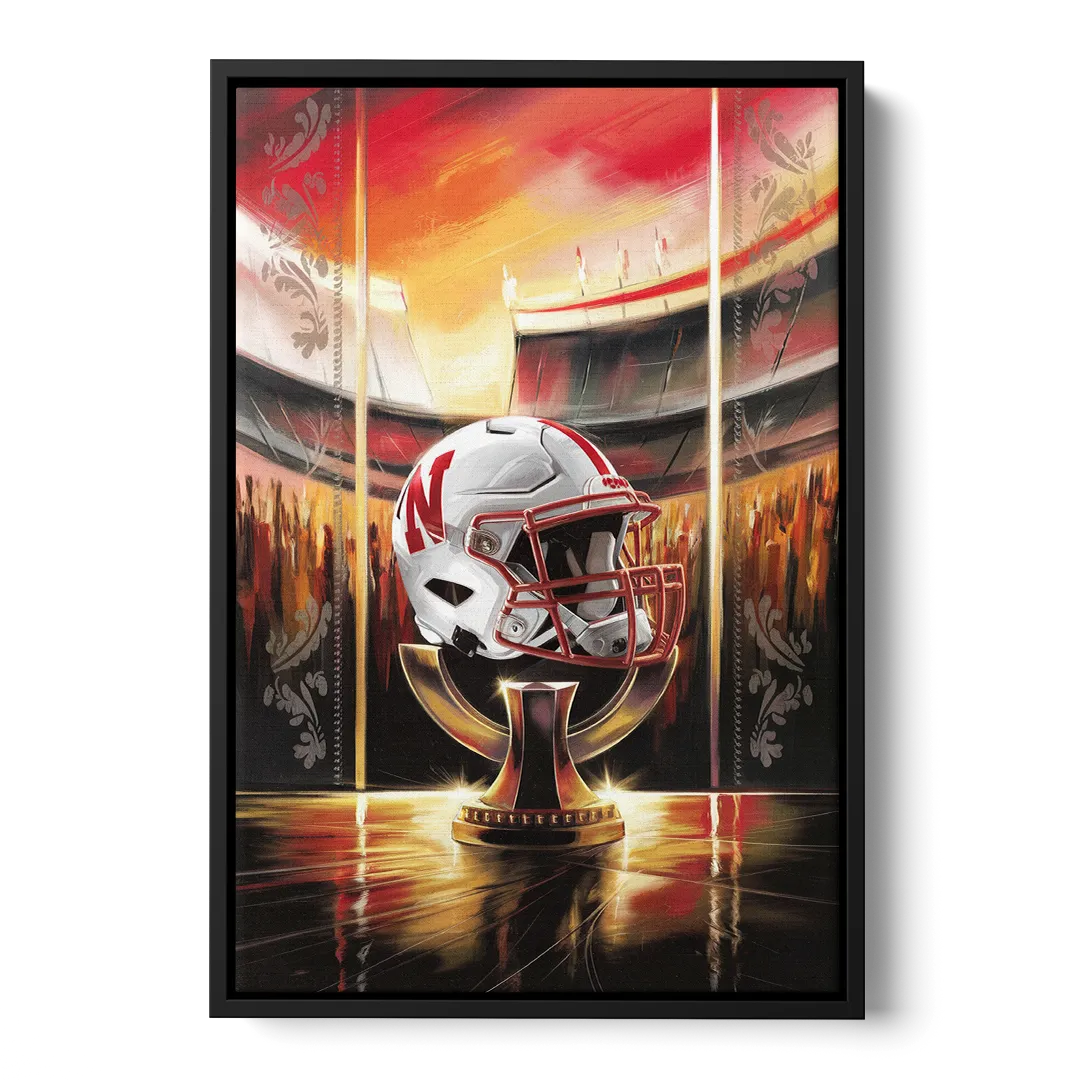Omaha Cornhusker Spirit Front - Black Canvas Wall Art