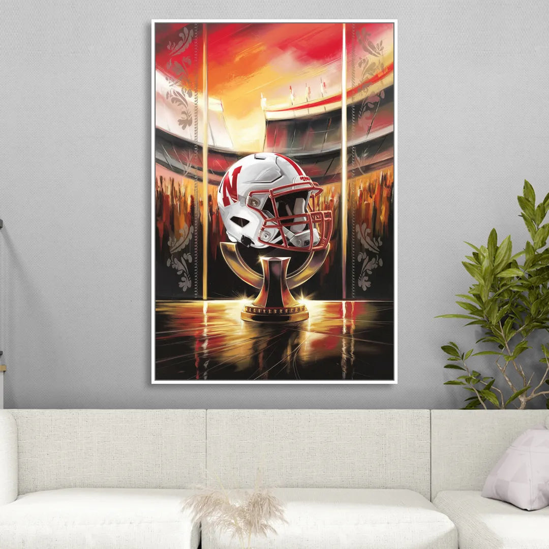 Omaha Cornhusker Spirit Living Room - White Canvas Wall Art