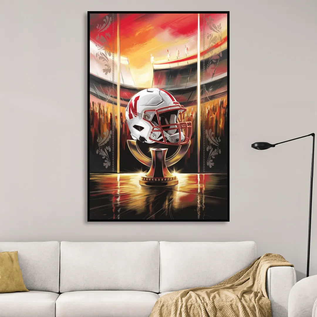 Omaha Cornhusker Spirit Sitting Room - Black Canvas Wall Art