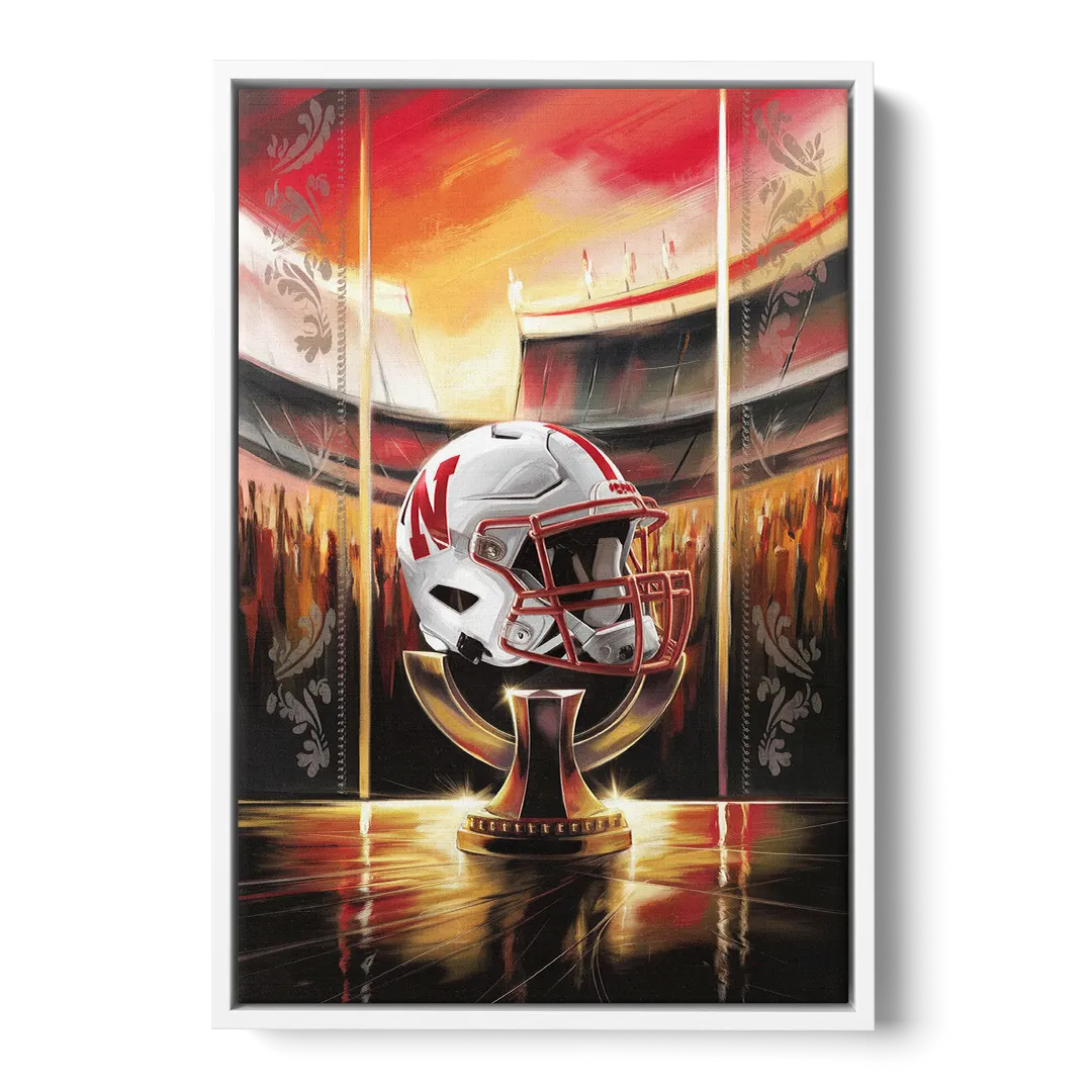 Omaha Cornhusker Spirit Front - White Canvas Wall Art