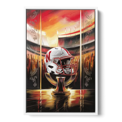 Omaha Cornhusker Spirit Front - White Canvas Wall Art
