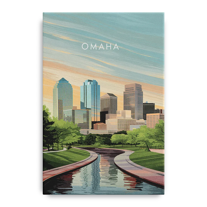Omaha Downtown View Front - Canvas Wall Art