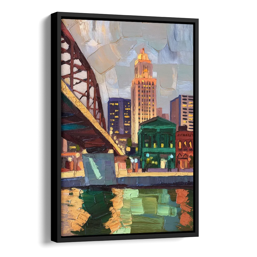 Omaha Historic Landmarks Side - Black Canvas Wall Art