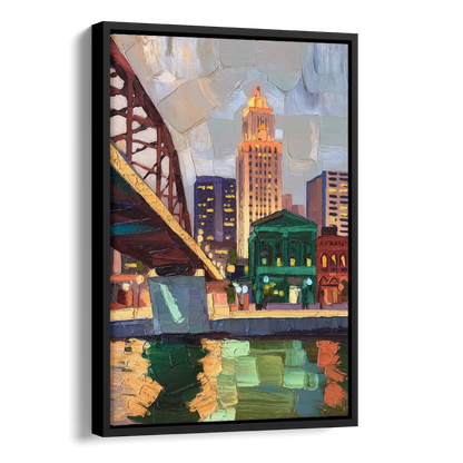Omaha Historic Landmarks Side - Black Canvas Wall Art