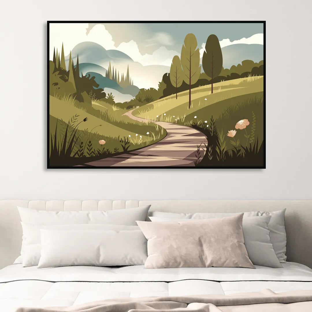 Omaha Nature Trails Living Room - Black Canvas Wall Art
