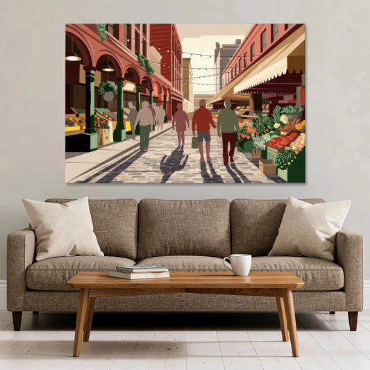 Omaha Old Market Charm - Canvas Wall Art - Sofa - 60x40