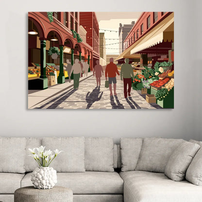 Omaha Old Market Charm Living Room - Canvas Wall Art