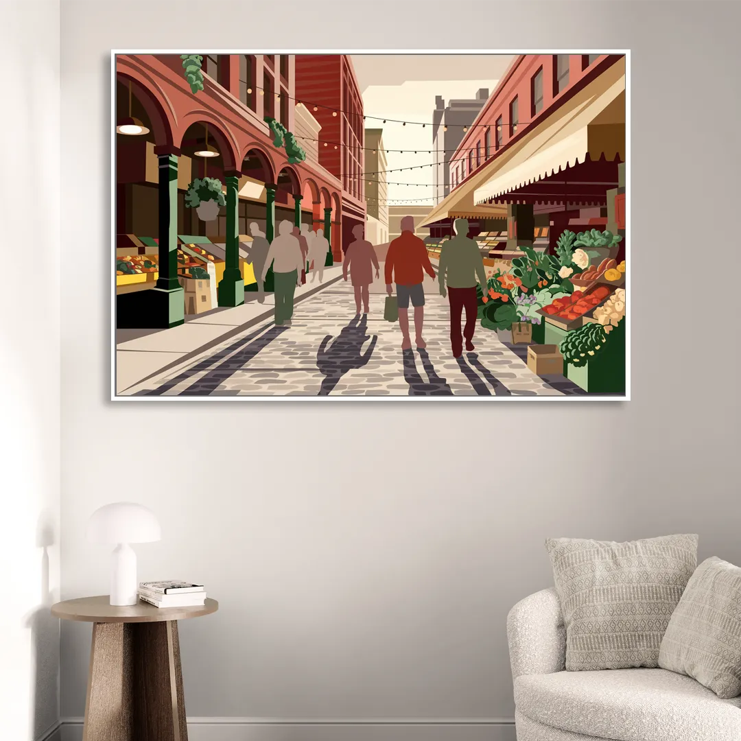 Omaha Old Market Charm Sitting Room - White Canvas Wall Art