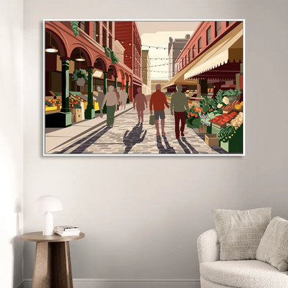 Omaha Old Market Charm Sitting Room - White Canvas Wall Art