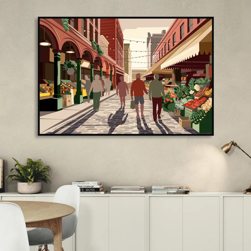 Omaha Old Market Charm Sitting Room - Black Canvas Wall Art