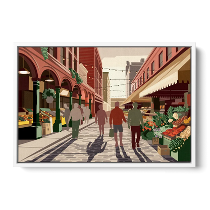 Omaha Old Market Charm Front - White Canvas Wall Art