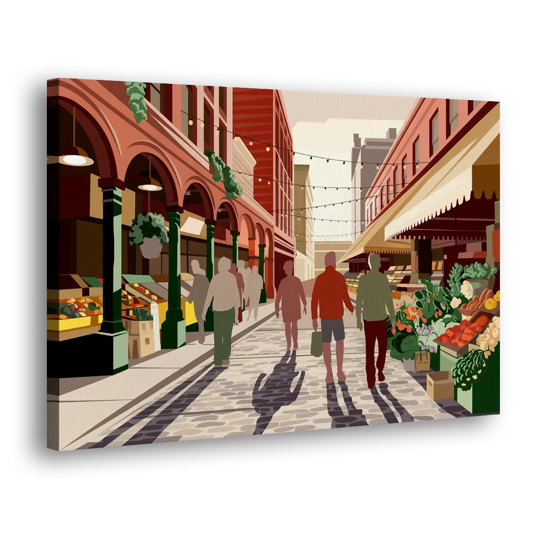 Omaha Old Market Charm Side - Canvas Wall Art