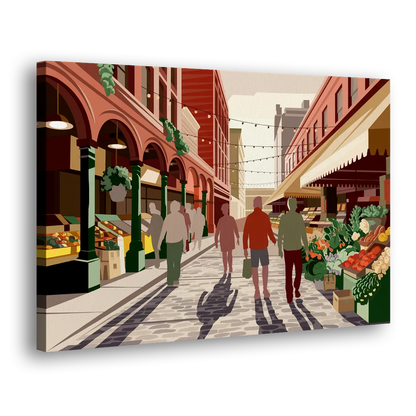 Omaha Old Market Charm Side - Canvas Wall Art