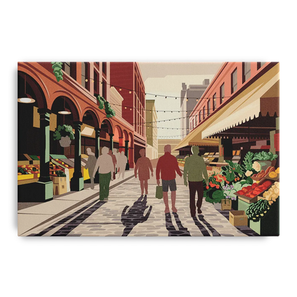 Omaha Old Market Charm Front - Canvas Wall Art