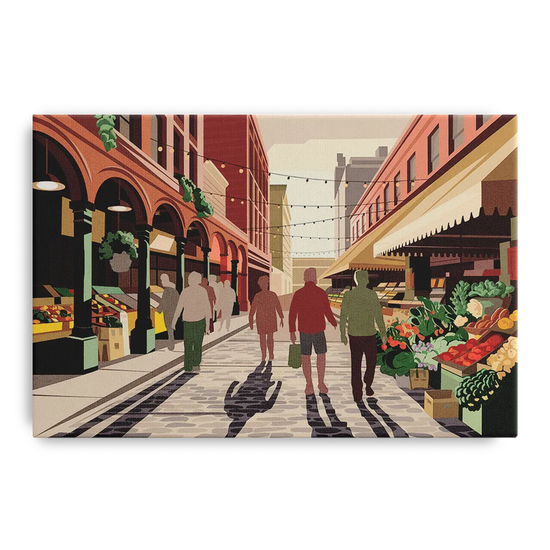 Omaha Old Market Charm Front - Canvas Wall Art