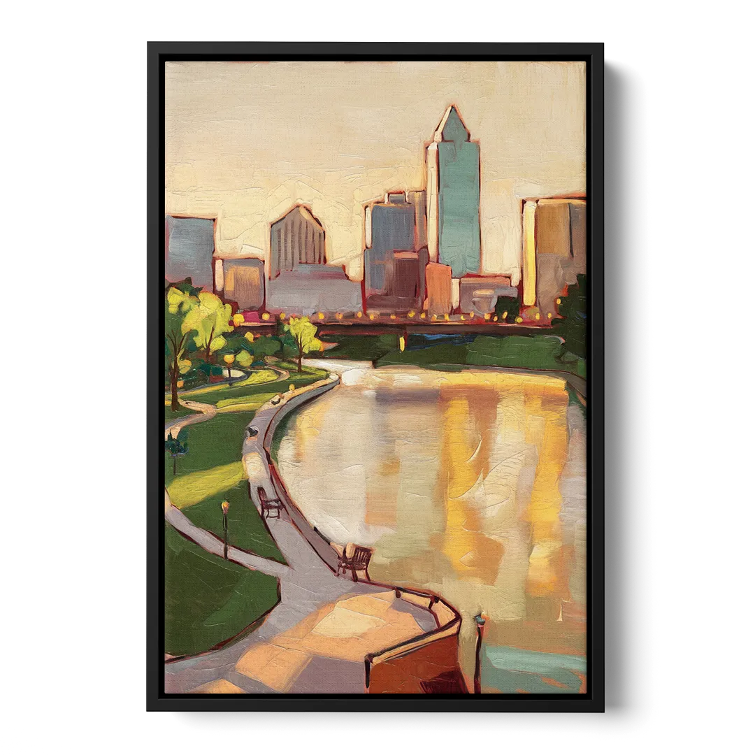 Omaha Scenic Riverfront Front - Black Canvas Wall Art