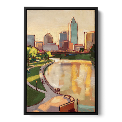 Omaha Scenic Riverfront Front - Black Canvas Wall Art