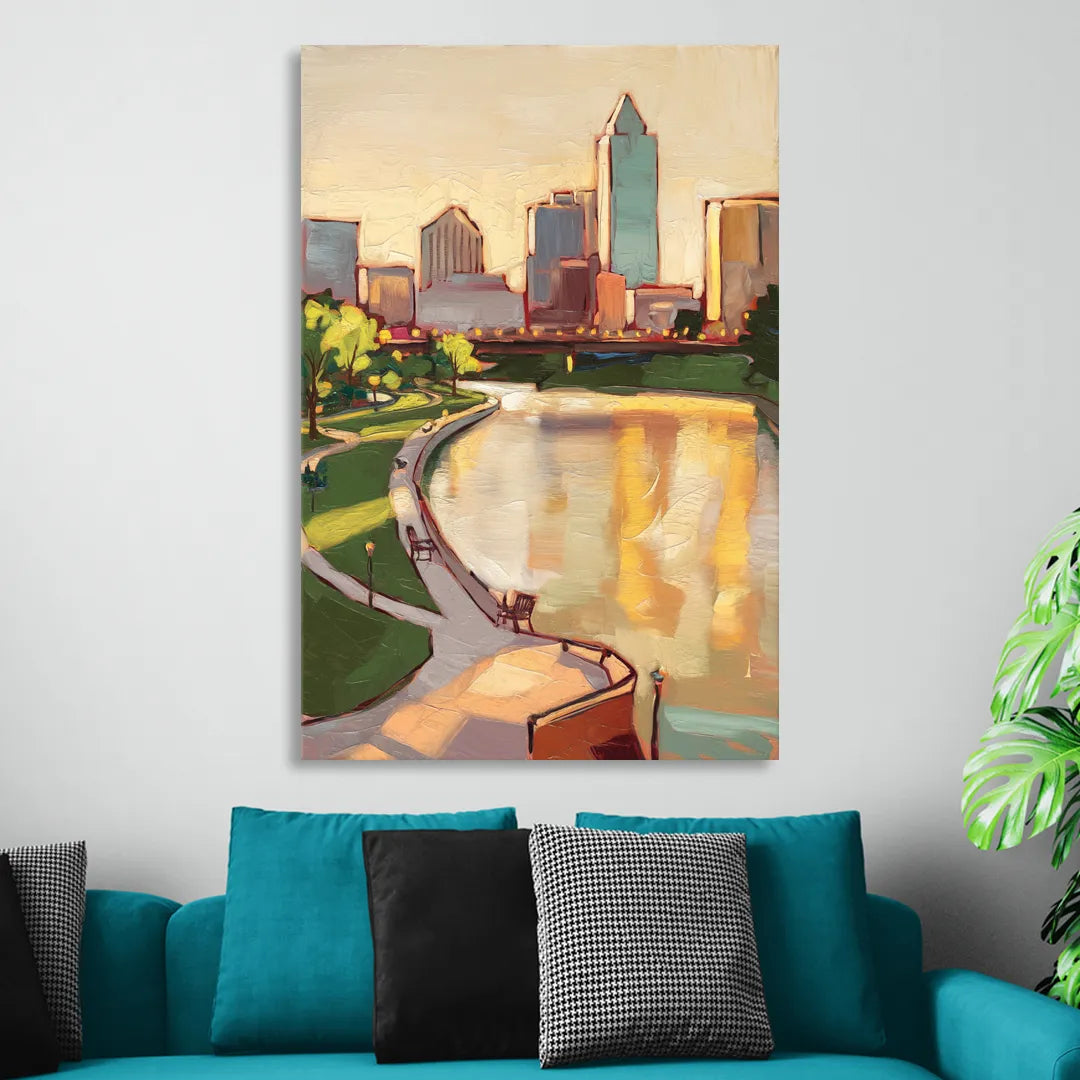 Omaha Scenic Riverfront Sitting Room - Canvas Wall Art
