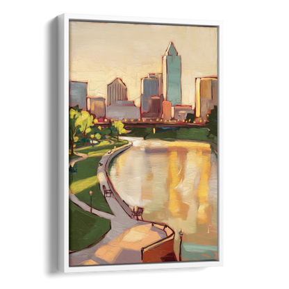 Omaha Scenic Riverfront Side - White Canvas Wall Art
