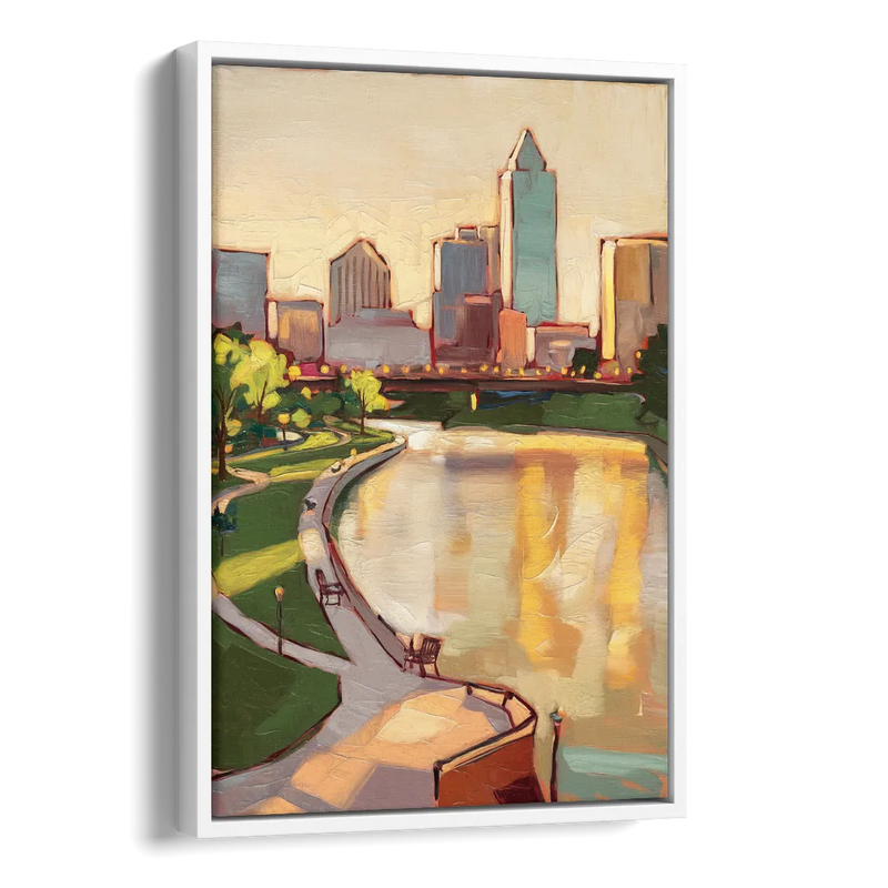 Omaha Scenic Riverfront Side - White Canvas Wall Art