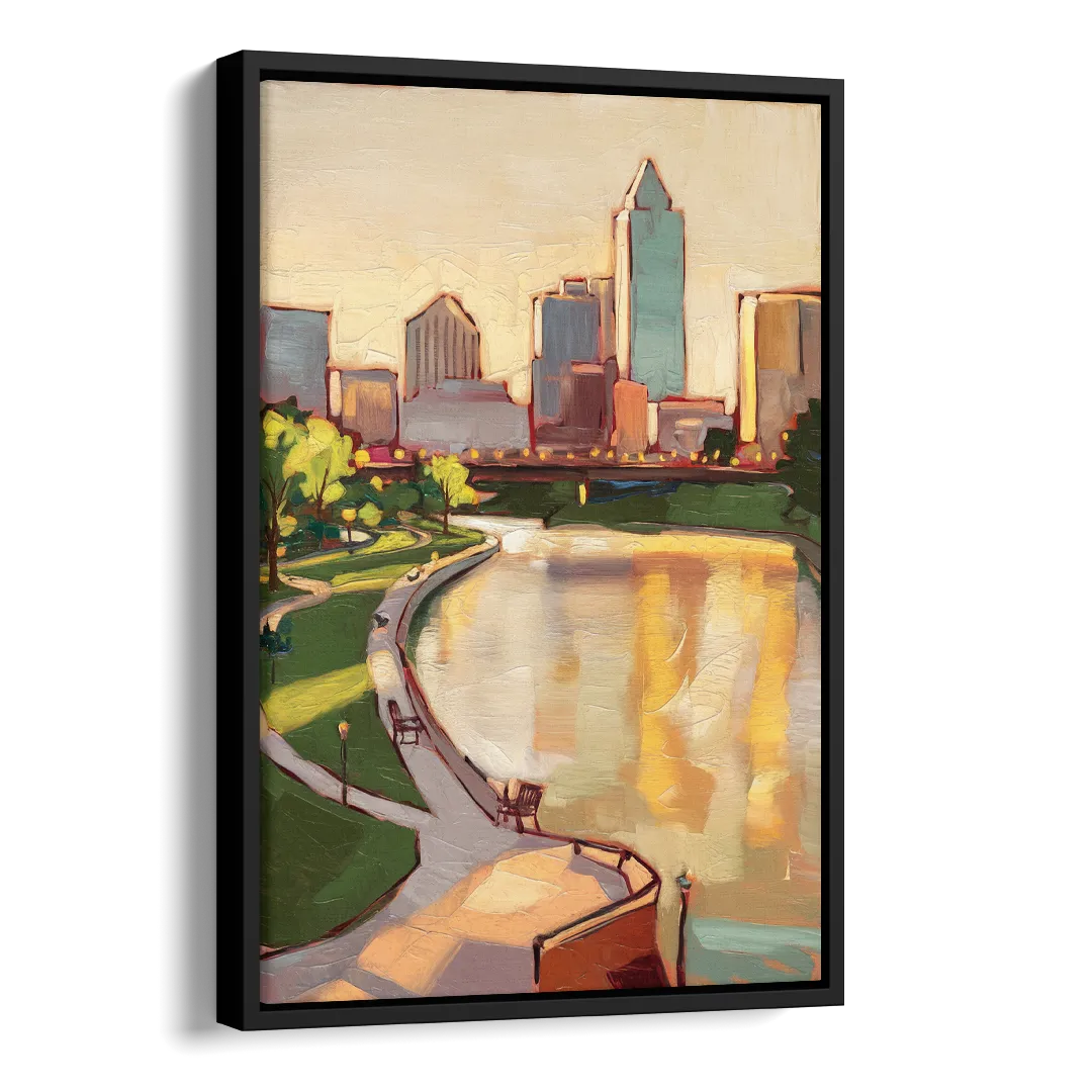 Omaha Scenic Riverfront Side - Black Canvas Wall Art