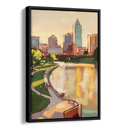 Omaha Scenic Riverfront Side - Black Canvas Wall Art