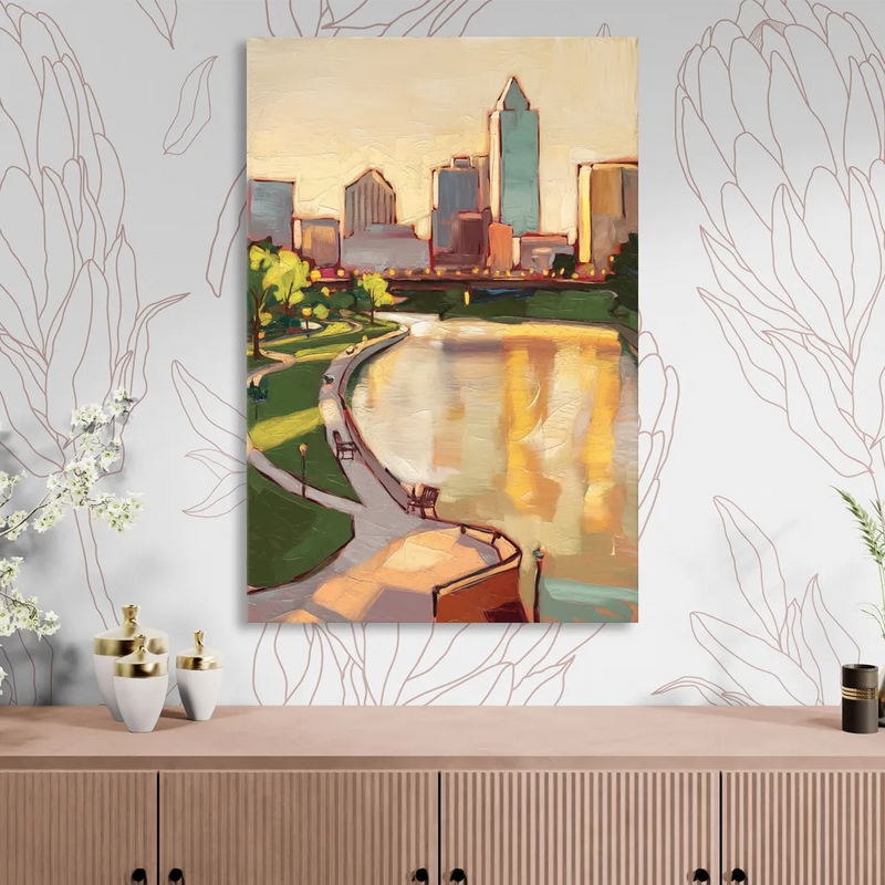 Omaha Scenic Riverfront Living Room - Canvas Wall Art