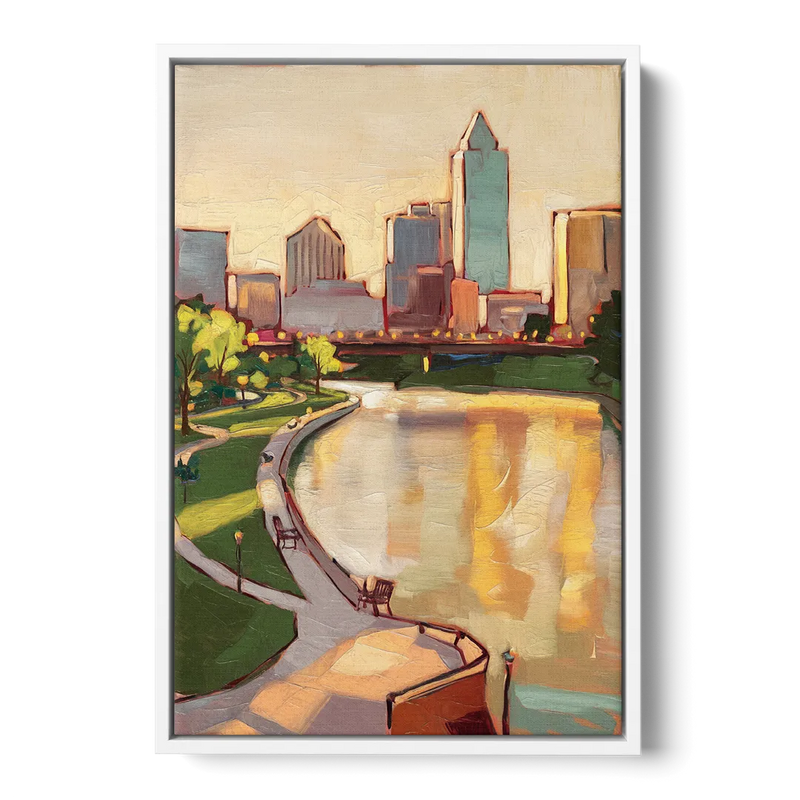 Omaha Scenic Riverfront Front - White Canvas Wall Art