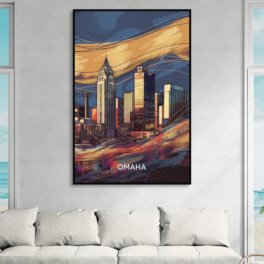 Omaha Urban Aesthetic Sitting Room - Black Canvas Wall Art