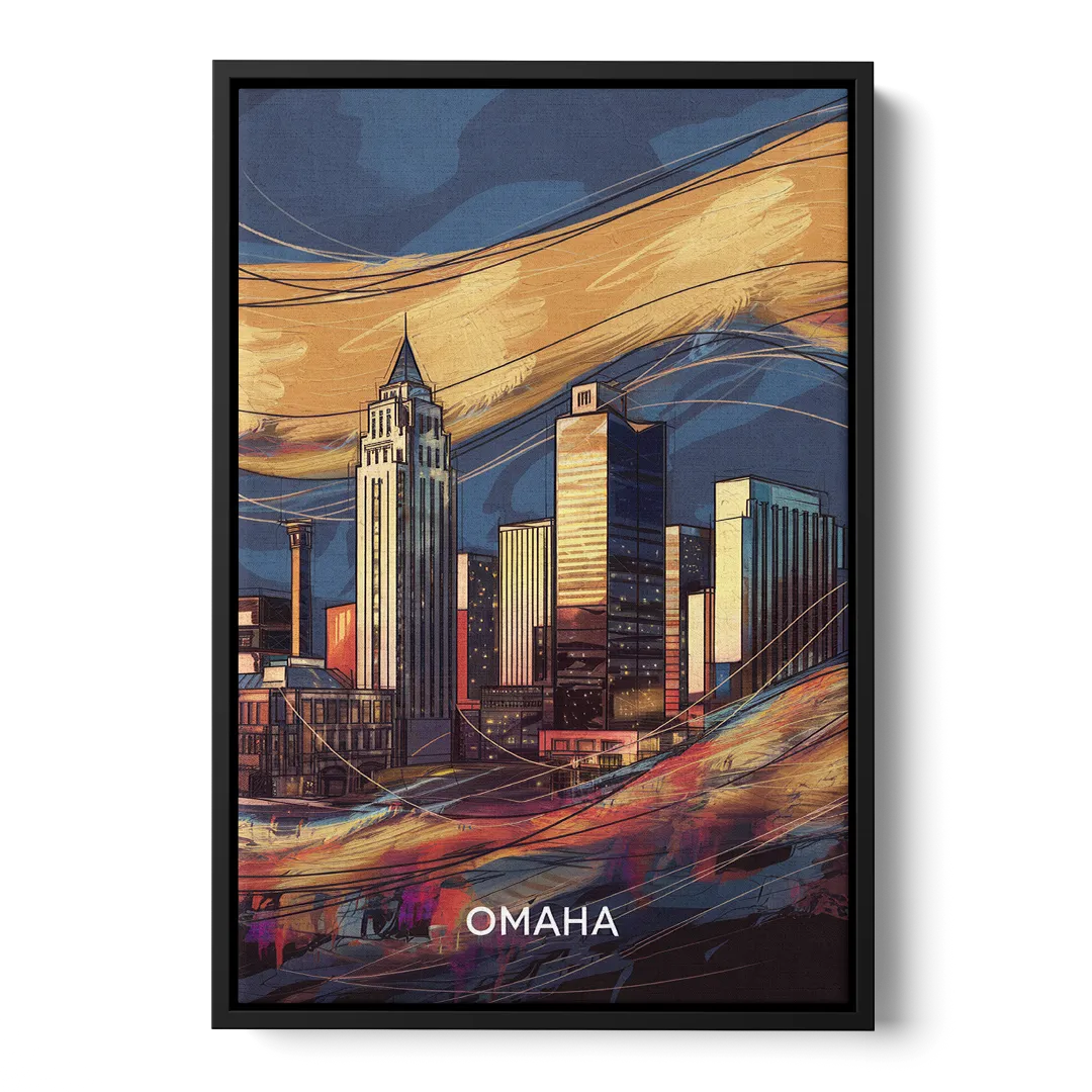 Omaha Urban Aesthetic Front - Black Canvas Wall Art