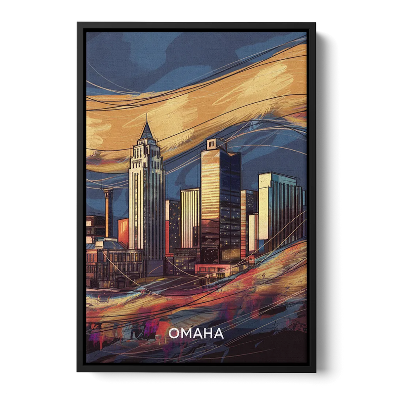 Omaha Urban Aesthetic Front - Black Canvas Wall Art
