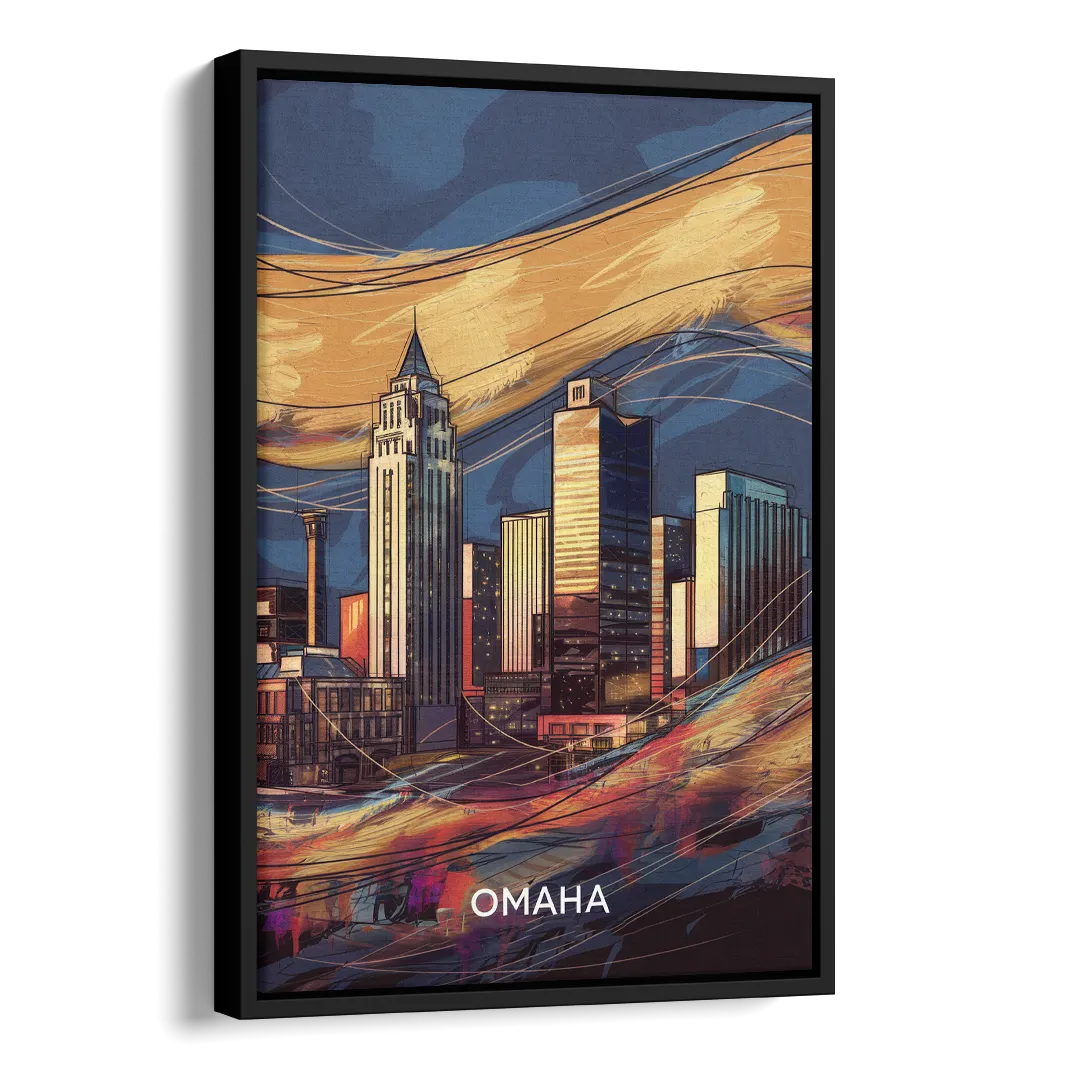 Omaha Urban Aesthetic Side - Black Canvas Wall Art
