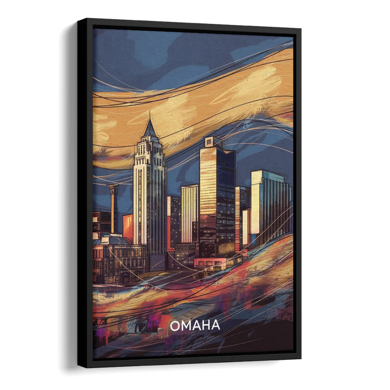 Omaha Urban Aesthetic Side - Black Canvas Wall Art