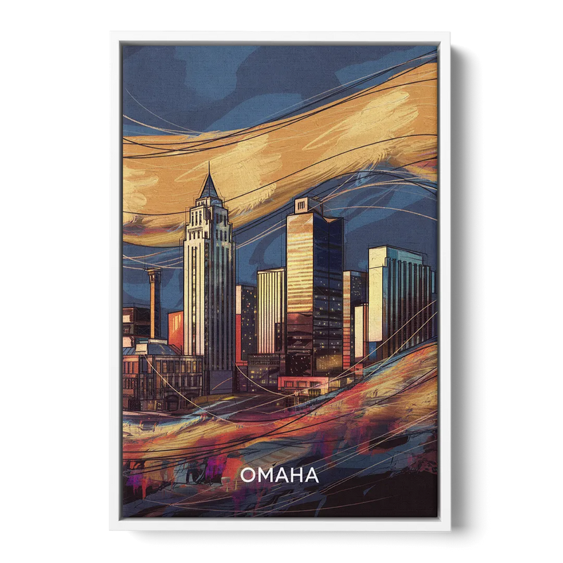 Omaha Urban Aesthetic Front - White Canvas Wall Art