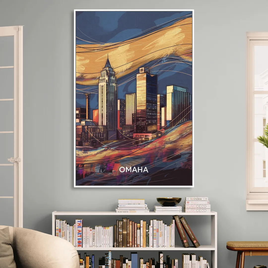 Omaha Urban Aesthetic Living Room - White Canvas Wall Art