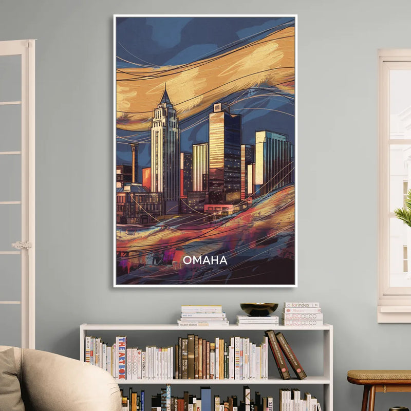 Omaha Urban Aesthetic Living Room - White Canvas Wall Art