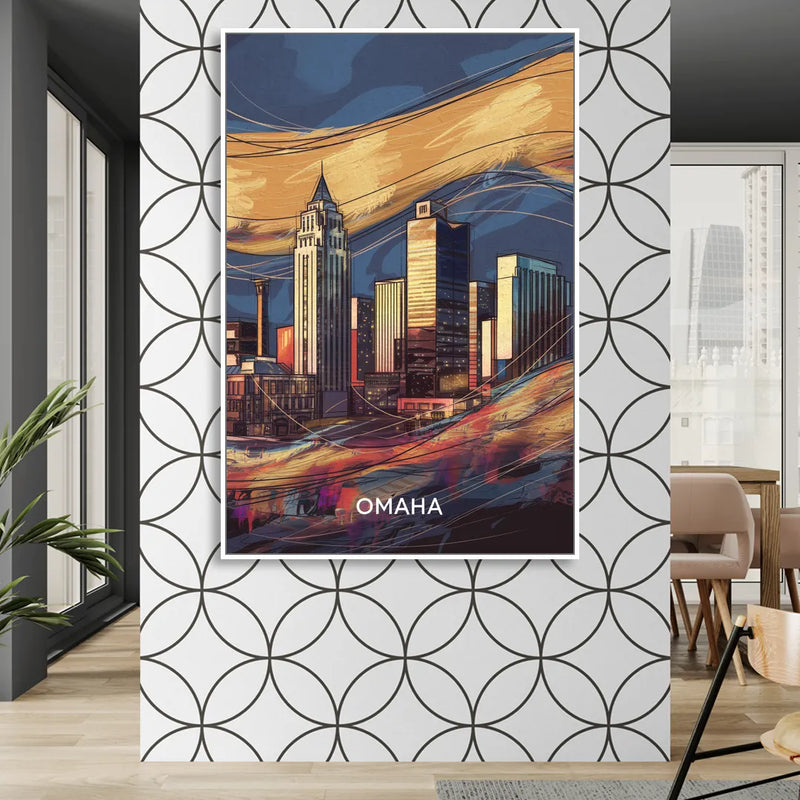 Omaha Urban Aesthetic Sitting Room - White Canvas Wall Art