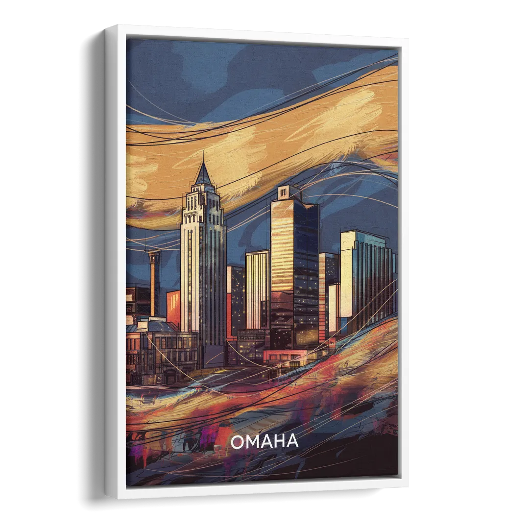 Omaha Urban Aesthetic Side - White Canvas Wall Art