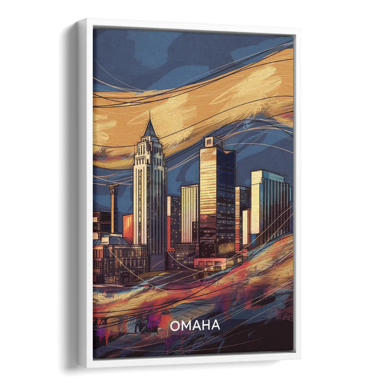 Omaha Urban Aesthetic Side - White Canvas Wall Art