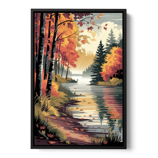 Ontario Autumn Colors - Black Framed Canvas Wall Art - Front