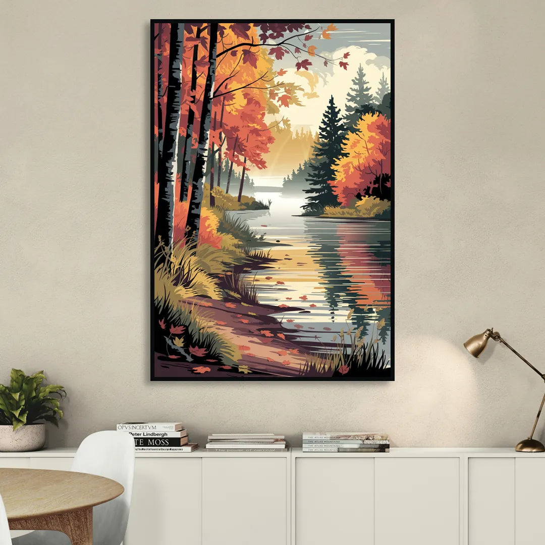 Ontario Autumn Colors Sitting Room - Black Canvas Wall Art