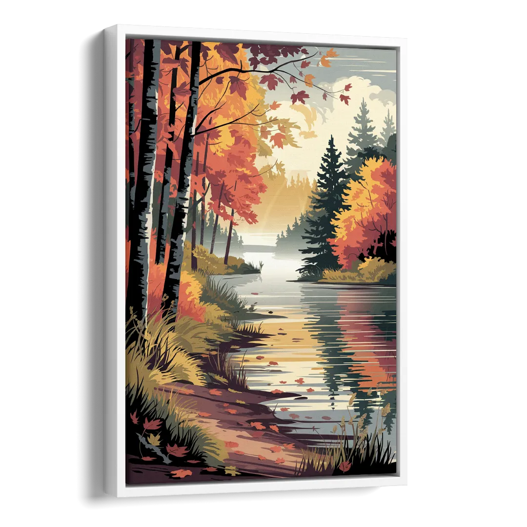 Ontario Autumn Colors Side - White Canvas Wall Art