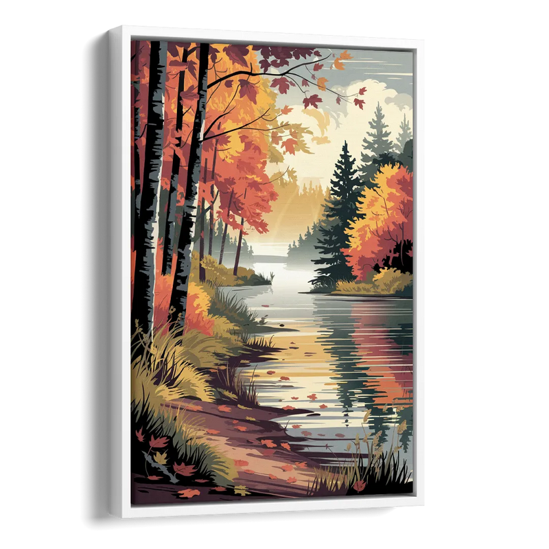 Ontario Autumn Colors Side - White Canvas Wall Art