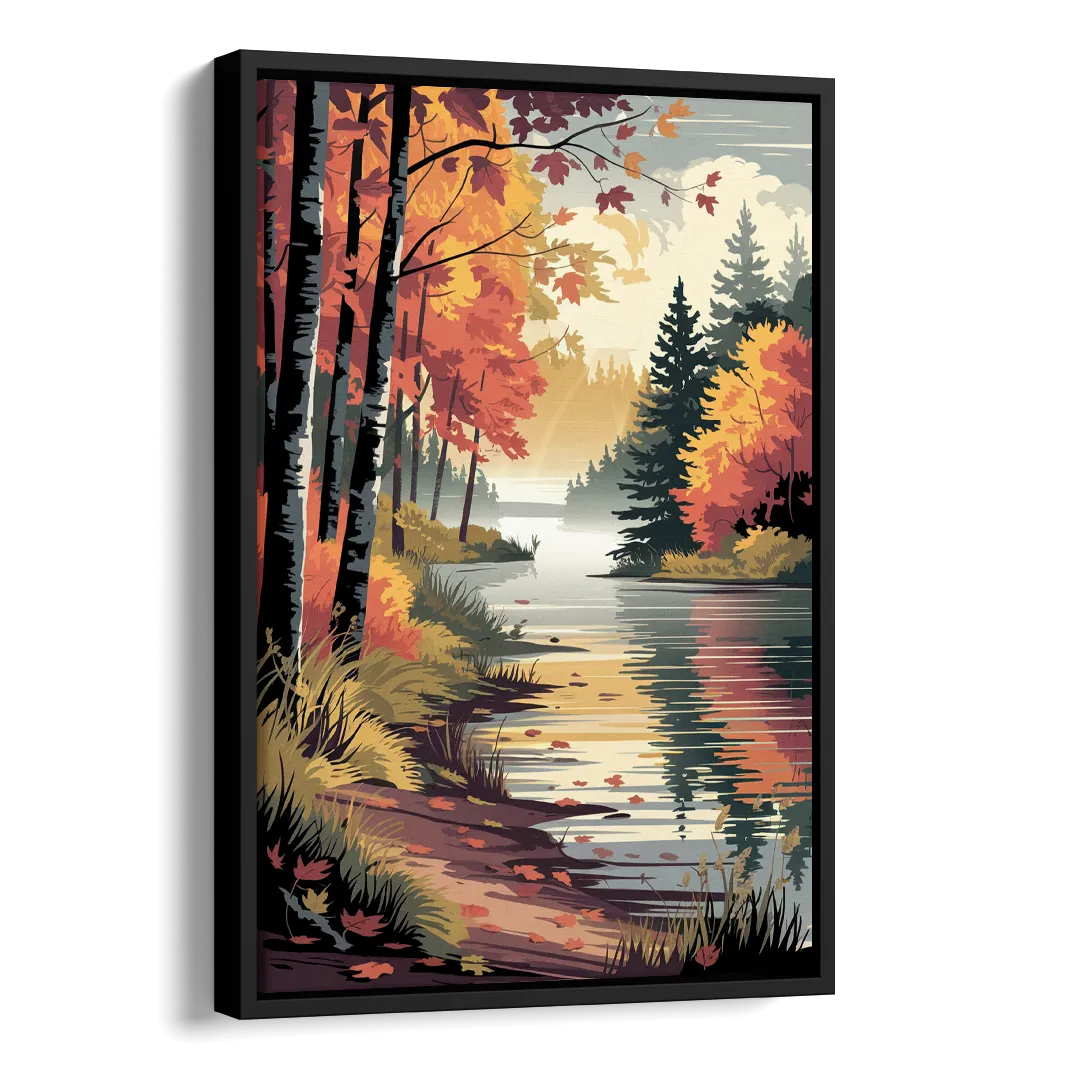 Ontario Autumn Colors Side - Black Canvas Wall Art