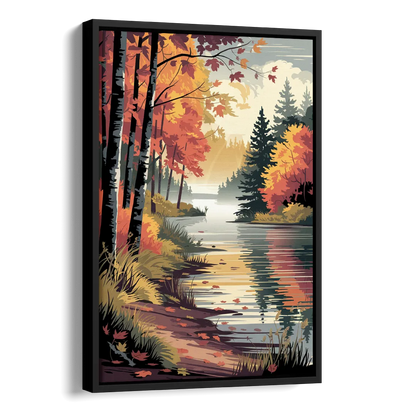Ontario Autumn Colors Side - Black Canvas Wall Art