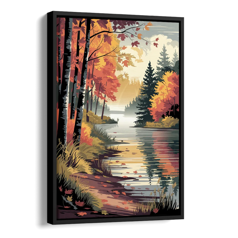 Ontario Autumn Colors Side - Black Canvas Wall Art