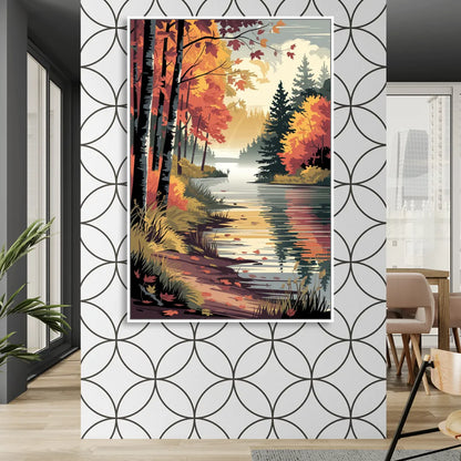 Ontario Autumn Colors Living Room - White Canvas Wall Art