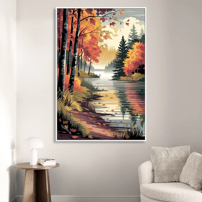Ontario Autumn Colors Sitting Room - White Canvas Wall Art