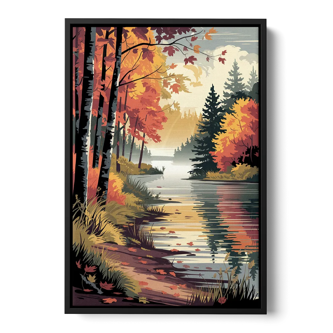 Ontario Autumn Colors Front - Black Canvas Wall Art